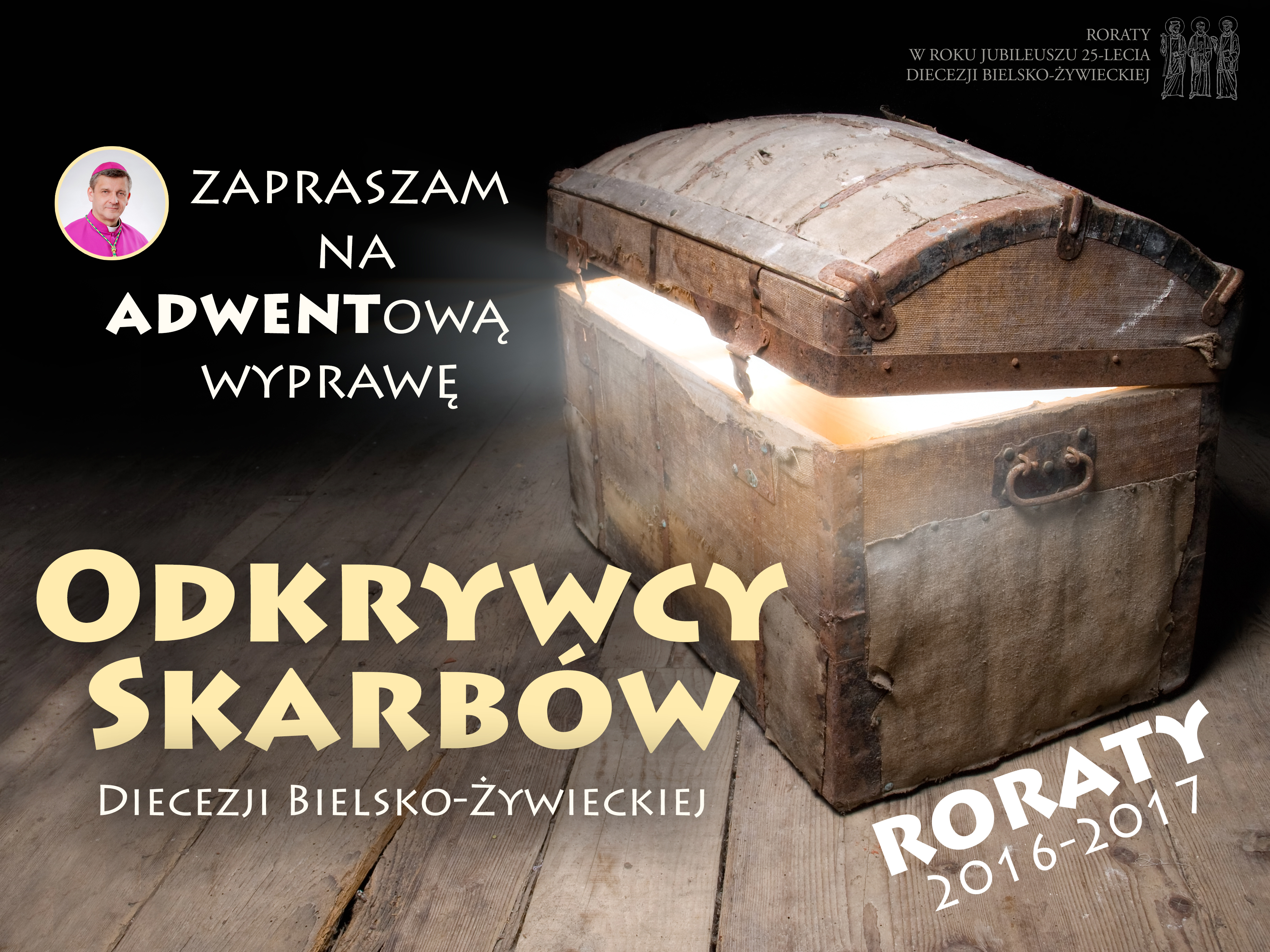 Old wooden treasure chest with strong glow from inside.